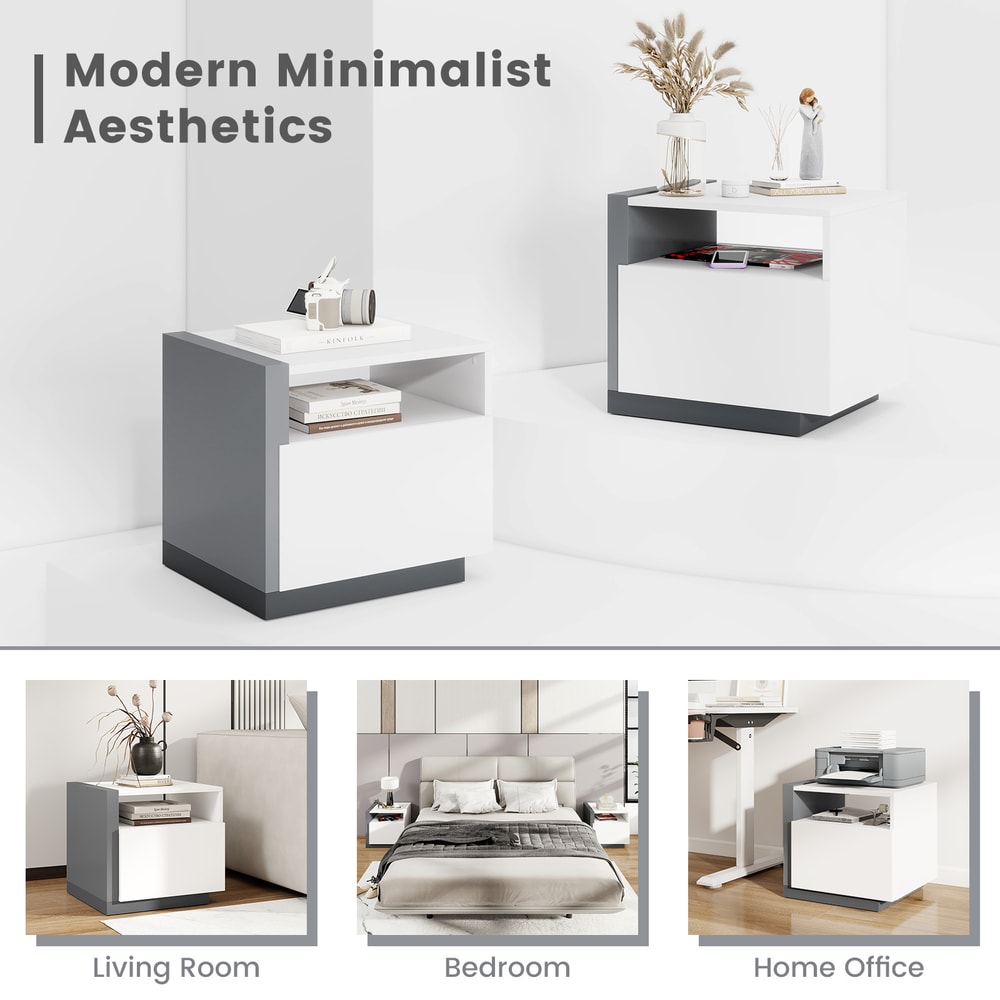 Modern Minimalist Nightstand with Drawer, Stylish Bedroom Storage