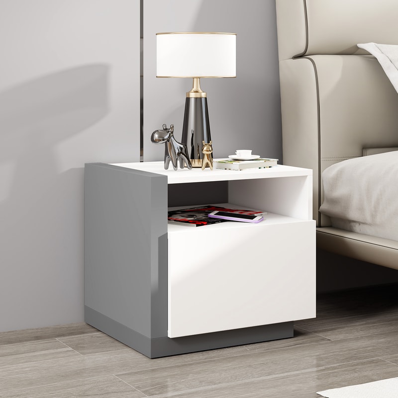 Modern Minimalist Nightstand with Drawer, Stylish Bedroom Storage