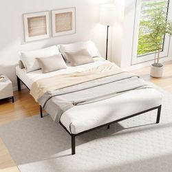 full/queen/king size metal bed frame heavy duty support slats & mattress foundation