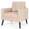 MidCentury Upholstered Armchair Club Chair With Rubber Wood Legs In Beige Comfortable  Durable Acce 7