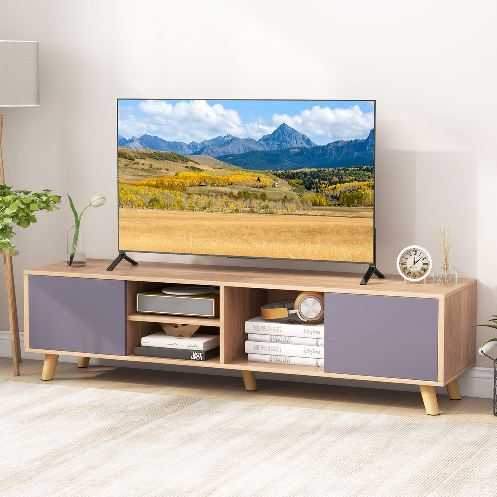 63 TV Stand Cabinet For TVs Up To 65 Inch With Open Shelves Living Room Storage 0