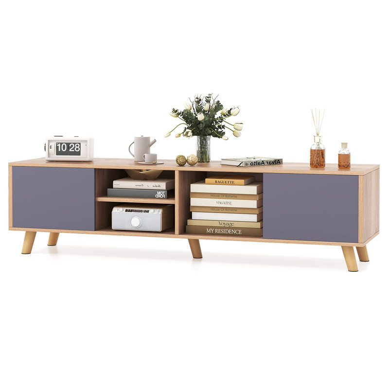 63 TV Stand Cabinet For TVs Up To 65 Inch With Open Shelves Living Room Storage 4