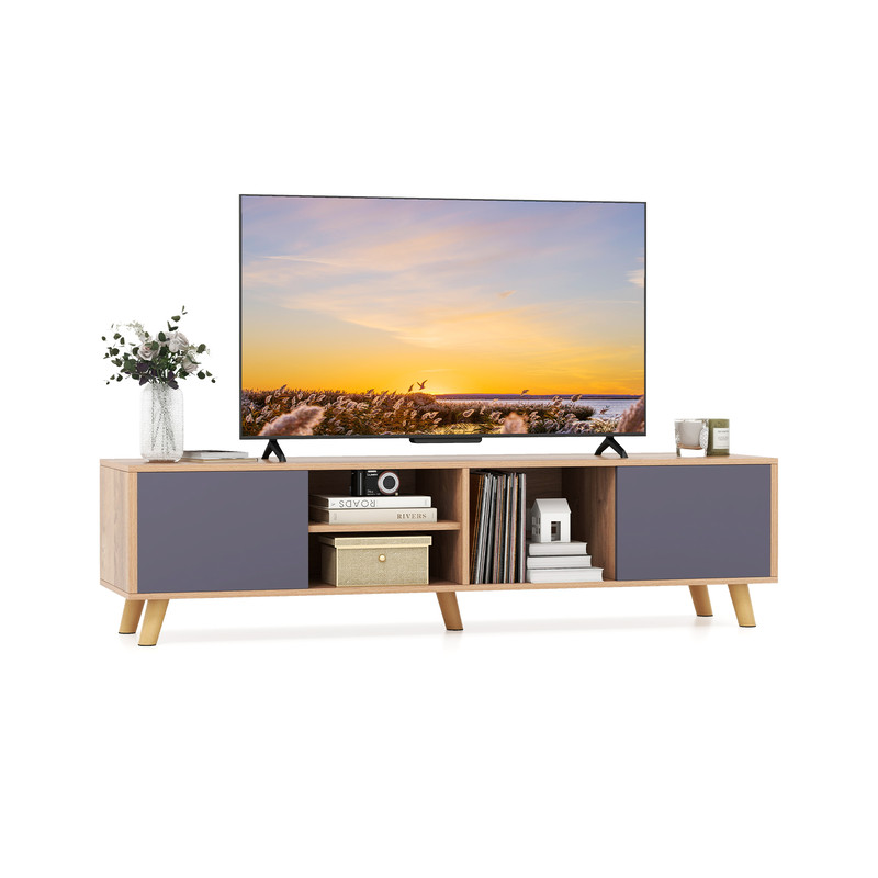 63 TV Stand Cabinet For TVs Up To 65 Inch With Open Shelves Living Room Storage 5