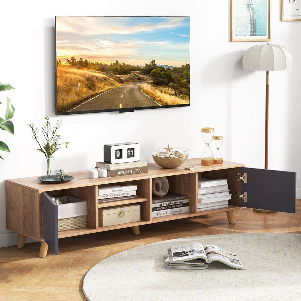 63 TV Stand Cabinet For TVs Up To 65 Inch With Open Shelves Living Room Storage 3