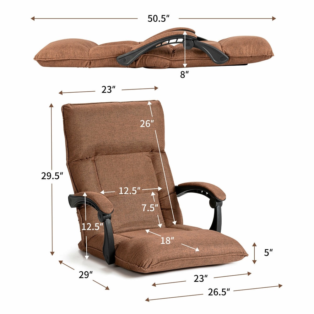 Adjustable Lazy Sofa Chair 14Position Recliner With Waist Pillow Armrests 4