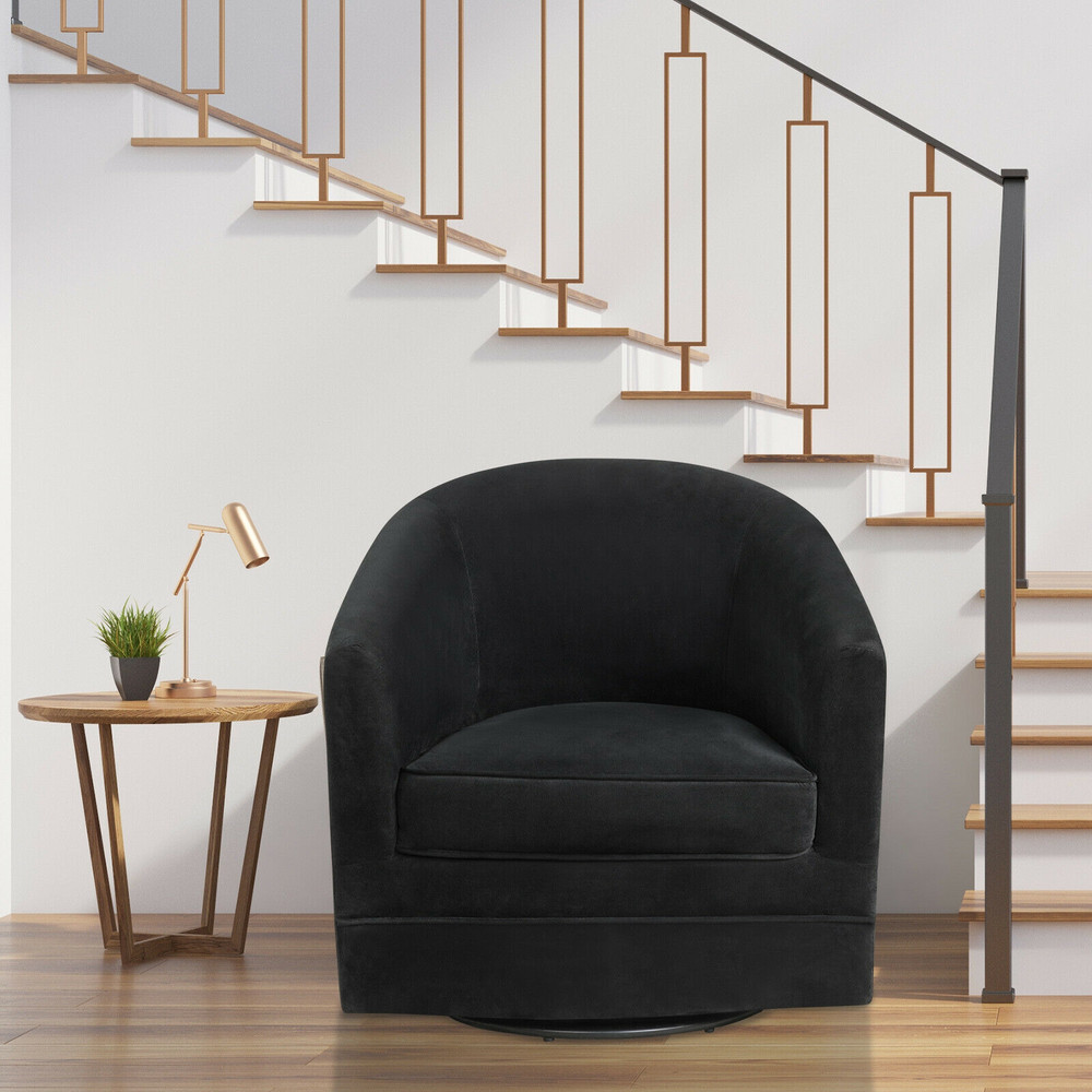 Modern Swivel Accent Chair With 360Degree Rotation  Sturdy Metal Base Easy Assembly 1