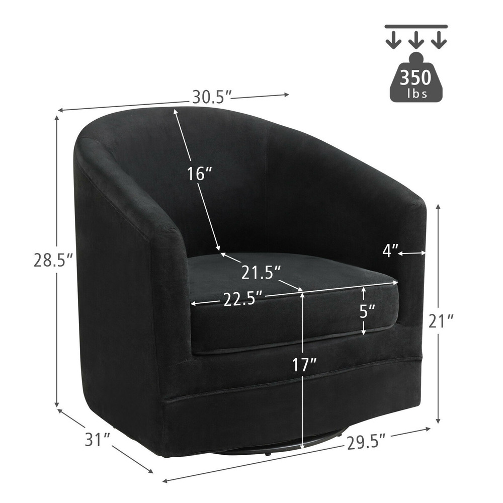 Modern Swivel Accent Chair With 360Degree Rotation  Sturdy Metal Base Easy Assembly 4