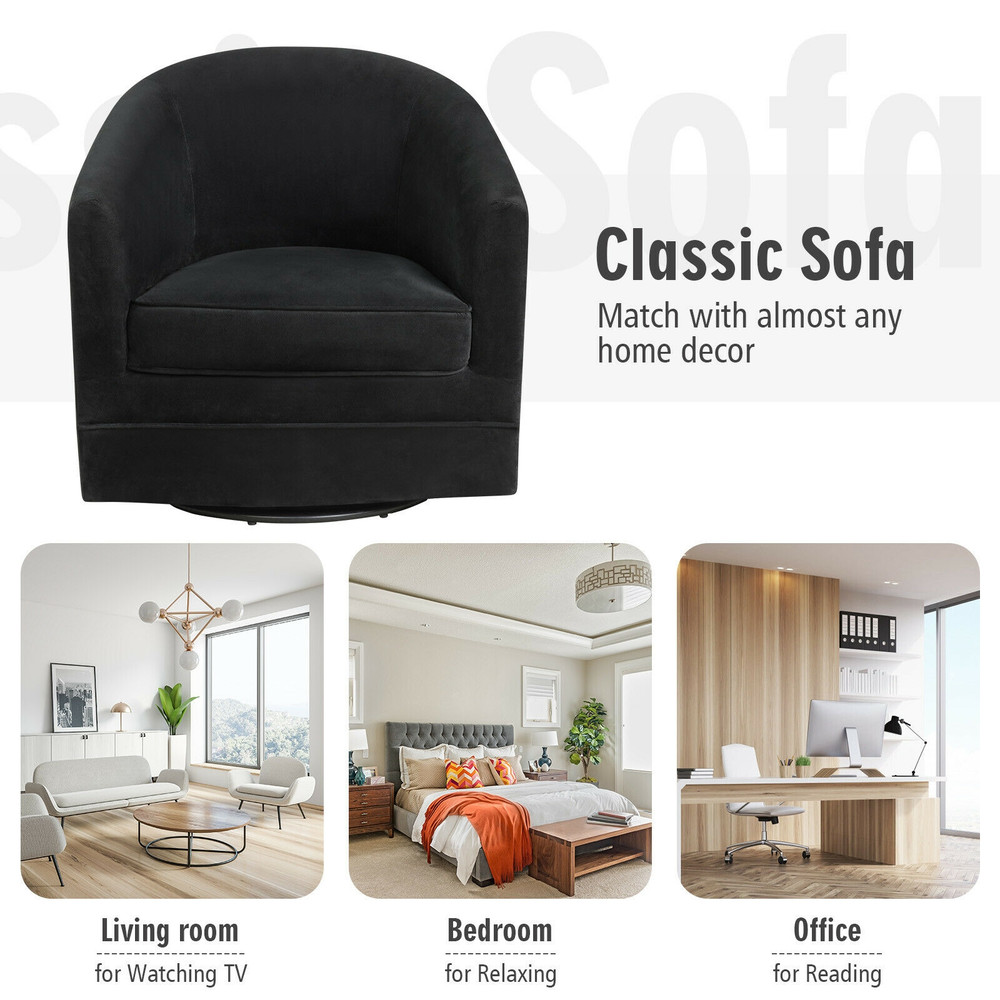 Modern Swivel Accent Chair With 360Degree Rotation  Sturdy Metal Base Easy Assembly 6