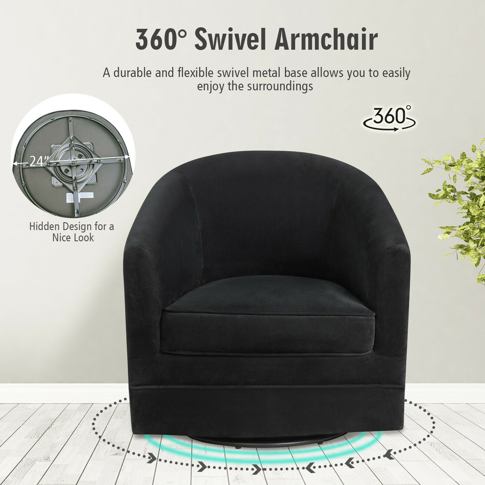 Modern Swivel Accent Chair With 360Degree Rotation  Sturdy Metal Base Easy Assembly 7