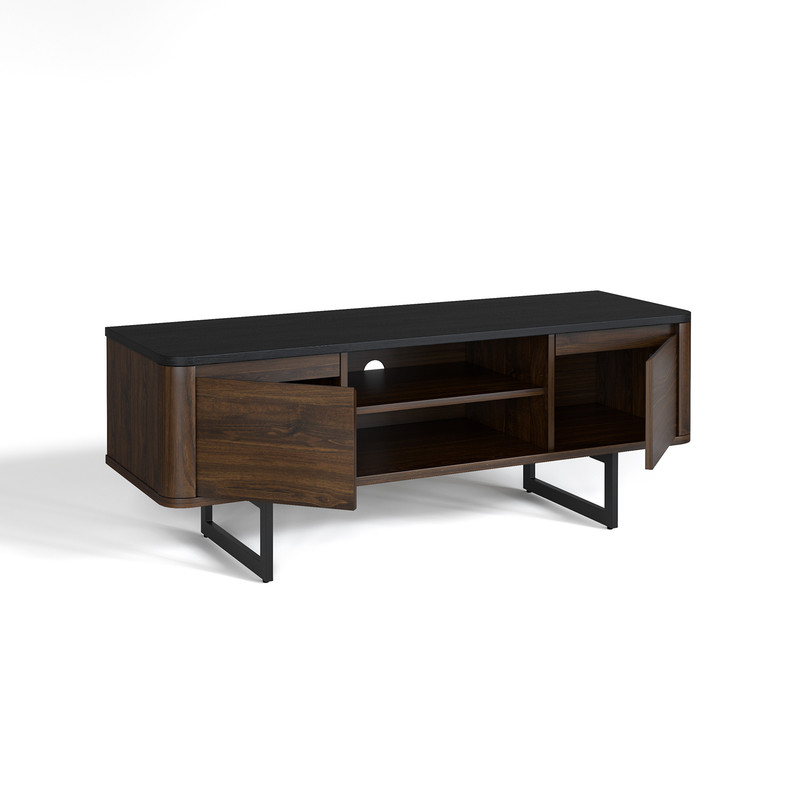 Wooden TV Stand with 2-Door Storage Cabinets, Holds TVs Up to 55 Inches