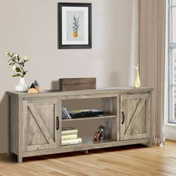 rustic barn door tv stand with storage, 59-inch media console for 65-inch tvs