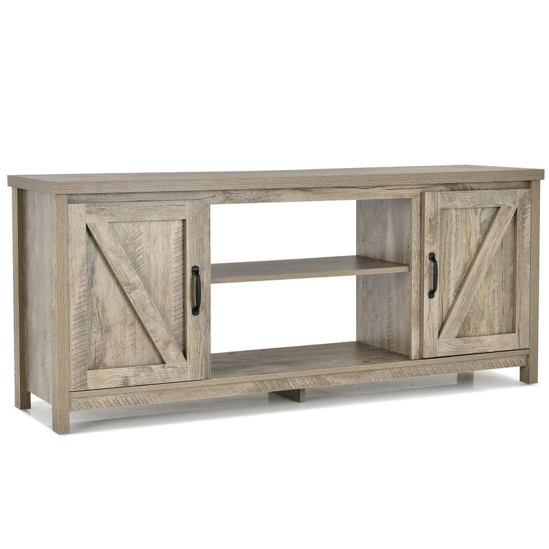 Rustic Barn Door TV Stand with Storage, 59-Inch Media Console for 65-Inch TVs