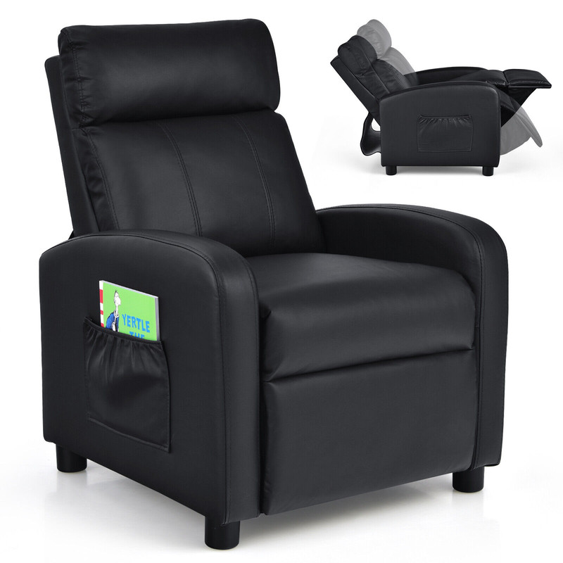 Ergonomic PU Leather Kids Recliner Lounge Sofa for Ages 3-12, Comfortable & Durable