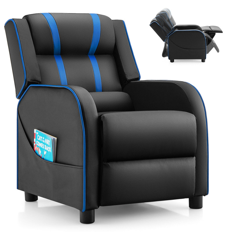 Soft Kids Recliner Chair With Storage Pockets  Foldable Footrest Comfortable Seating 5
