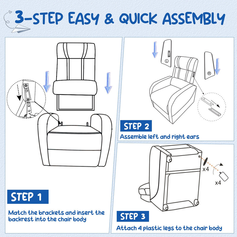 Soft Kids Recliner Chair With Storage Pockets  Foldable Footrest Comfortable Seating 6