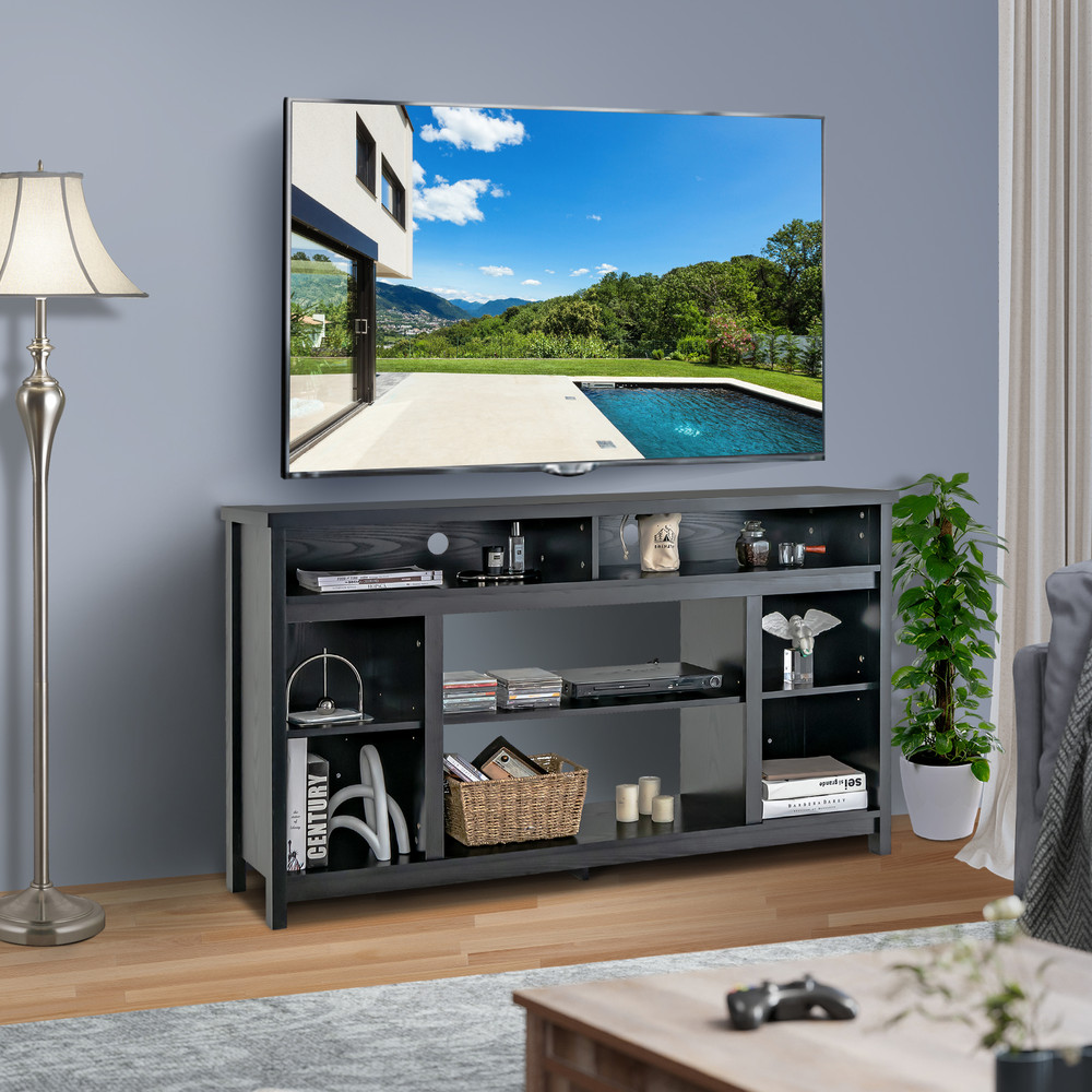 58 Inch Fireplace TV Stand for TVs up to 65 Inches – Modern Media Console with Storage & Cable Management