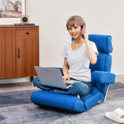 adjustable folding sofa chair with 6-position stepless back – multi-angle reclining floor chair for living room & office