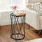Hexagonal Accent End Table with Tempered Glass Top and Sturdy Metal Frame, Modern Small Side Table for Living Room
