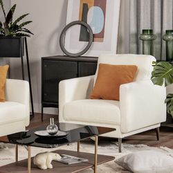 modern upholstered accent chair with removable backrest cushion, stylish & comfy