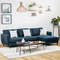 Modern Navy LShaped Fabric Sectional Sofa With Chaise Lounge And Solid Wood Legs Comfortable 3Seate 1