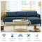 Modern Navy LShaped Fabric Sectional Sofa With Chaise Lounge And Solid Wood Legs Comfortable 3Seate 2