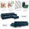 Modern Navy LShaped Fabric Sectional Sofa With Chaise Lounge And Solid Wood Legs Comfortable 3Seate 4
