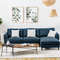 Modern Navy LShaped Fabric Sectional Sofa With Chaise Lounge And Solid Wood Legs Comfortable 3Seate 5
