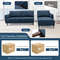Modern Navy LShaped Fabric Sectional Sofa With Chaise Lounge And Solid Wood Legs Comfortable 3Seate 3