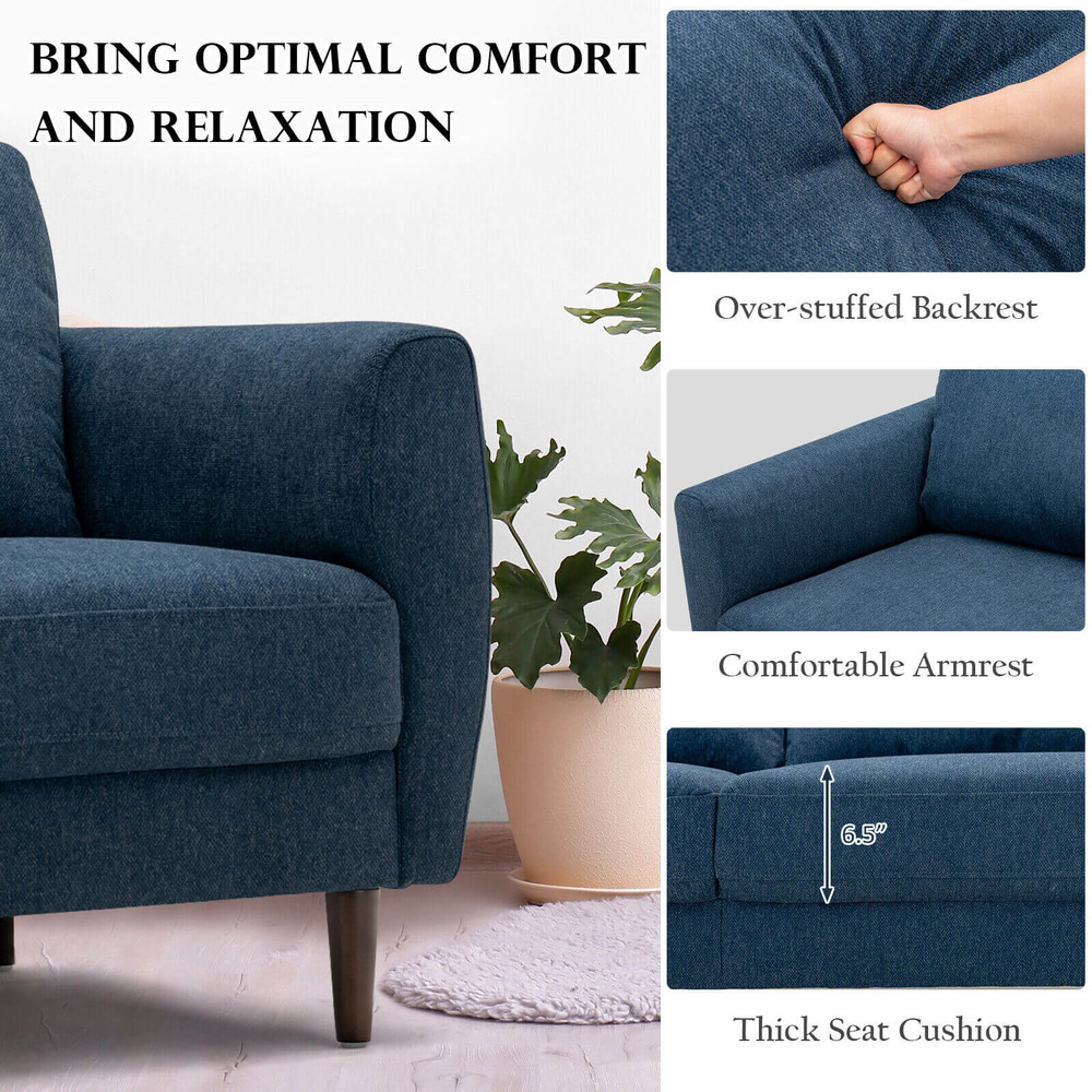 Modern Upholstered Sofa Set Navy Loveseat And Accent Chair With Removable Cushion Covers For Living 3
