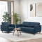 Modern Upholstered Sofa Set Navy Loveseat And Accent Chair With Removable Cushion Covers For Living 4