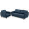 Modern Upholstered Sofa Set Navy Loveseat And Accent Chair With Removable Cushion Covers For Living 7