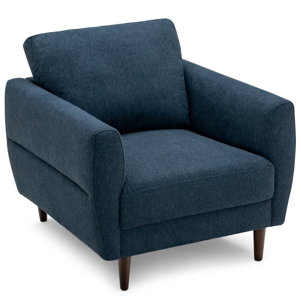 Modern Upholstered Accent Chair Single Sofa Armchair Navy Fabric Lounge Chair For Living Room Bedro 7