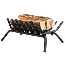 outdoor fire pit fireplace grate, wrought iron firewood rack with elevated base, durable heat-resistant log holder