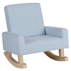 modern blue kids rocking chair with solid wood legs, toddler armchair for reading, tv & nursery use