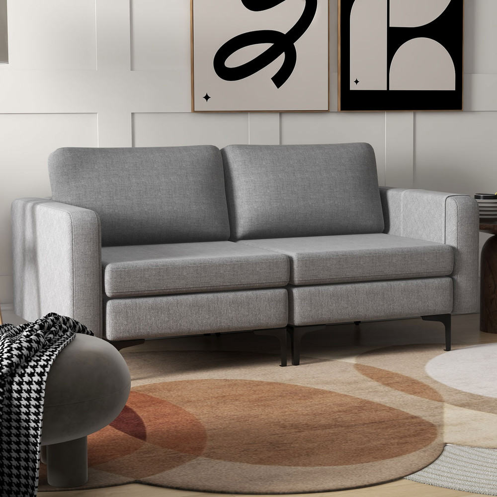 Modern Loveseat Sofa with Side Storage Pocket, Compact & Stylish Couch