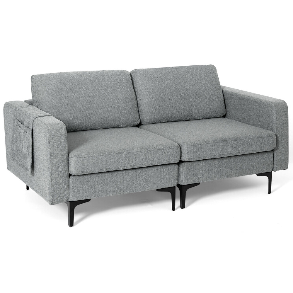 Modern Loveseat Sofa with Side Storage Pocket, Compact & Stylish Couch