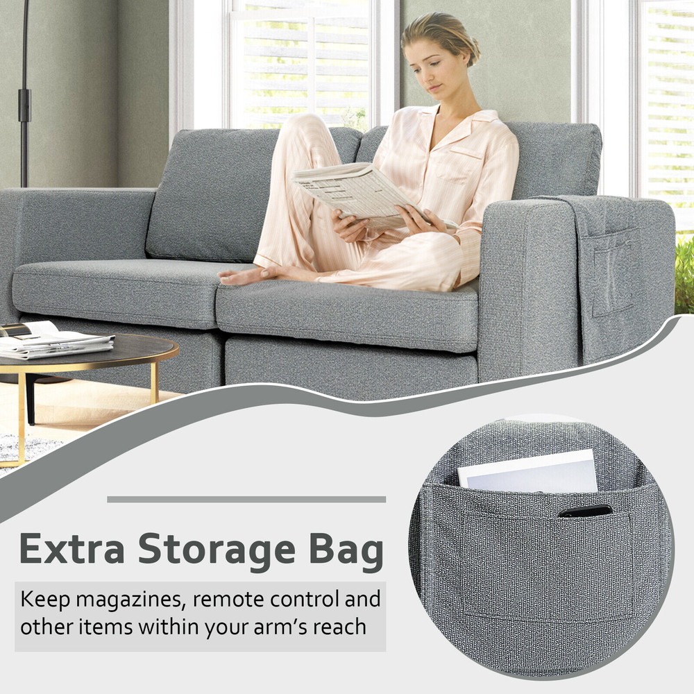 Modern Loveseat Sofa with Side Storage Pocket, Compact & Stylish Couch