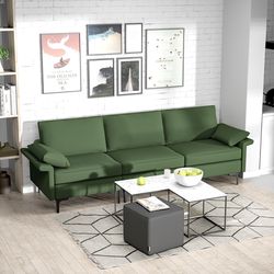 large 3-seat sectional sofa with metal legs & 2 usb ports, comfort for 3-4 people
