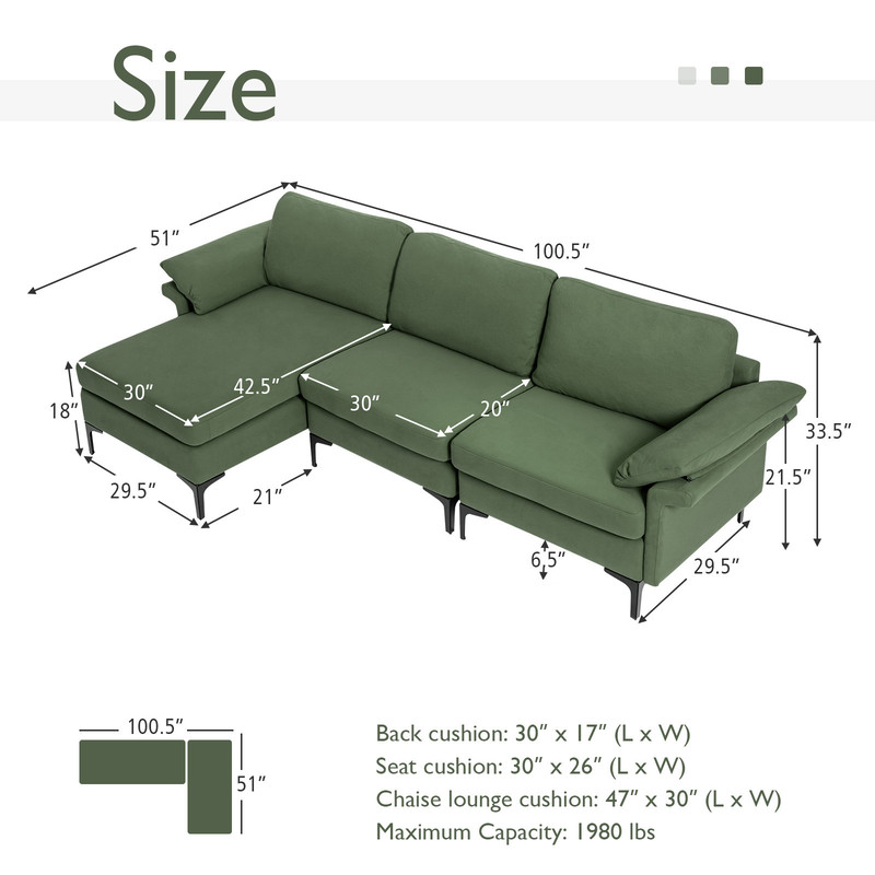 Extra Large LShaped Sectional Sofa With Reversible Chaise Spacious Stylish 5