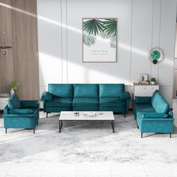 modern 3-seat sectional sofa with sturdy metal legs, spacious & stylish