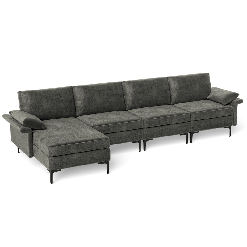 Extra Large LShaped Sectional Sofa With Reversible Chaise USB Ports 1