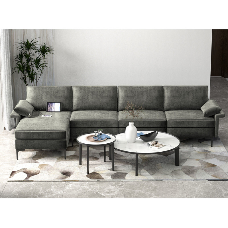 Extra Large LShaped Sectional Sofa With Reversible Chaise USB Ports 5