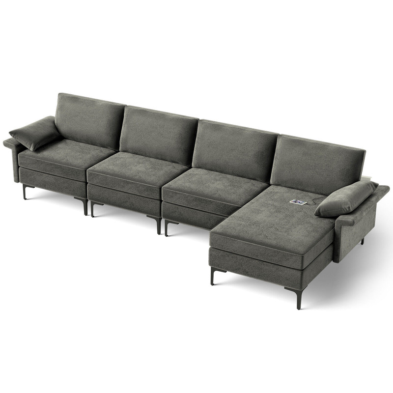 Extra Large LShaped Sectional Sofa With Reversible Chaise USB Ports 6