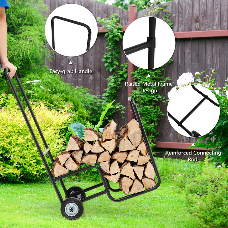 Firewood Carrier Cart With AntiSlip Handle  Durable Wheels For Easy Transport 7