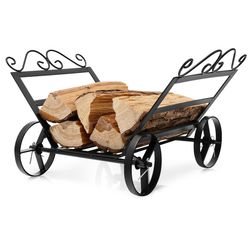 HeavyDuty Firewood Rack With Wheels Rustproof Steel Fireplace Log Holder For IndoorOutdoor Use 7