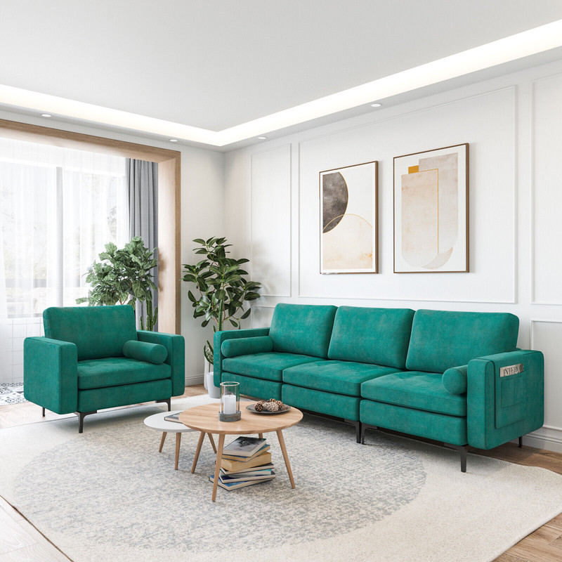 Modular 3Seat Sofa Couch With USBSocket Ports  Side Storage Pocket Modern Sectional Sofa 0