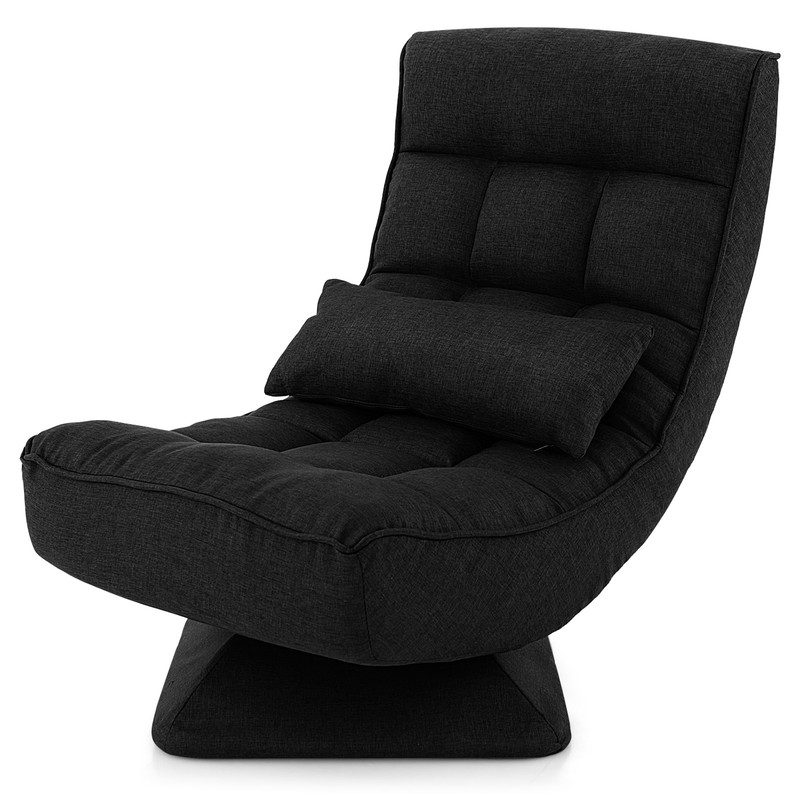 5-Level Adjustable 360° Swivel Floor Chair with Massage Pillow, Ergonomic & Foldable