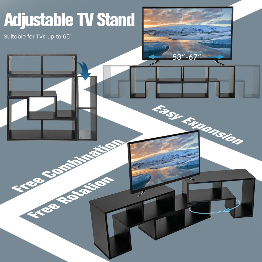 3-Piece Adjustable TV Stand for TVs Up to 65, Modular Shelves with Spacious Storage