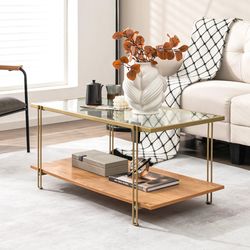 elegant glass coffee table gold steel frame for glam living room decor