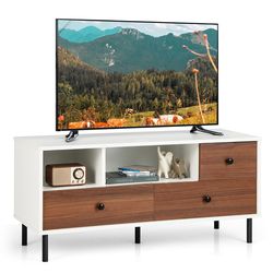modern tv stand for 50-inch tvs stylish living room decor with drawer storage & cubbies